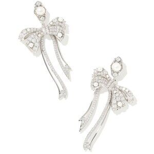 NEW IN BOX! Kendra Scott Earrings Krista Silver Bow Statement Earrings in White